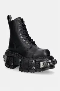 New Rock bocanci cu platformă pentru femei din piele CRUST NEGRO IMPERFECT TANK