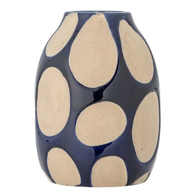 Vază albastru-închis/crem din gresie (înălțime 20 cm) Bashir – Bloomingville