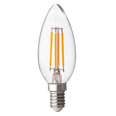 Bec LED cu filament dimabil, tip lumanare, 4W, E14, 2700K, 220-240V AC