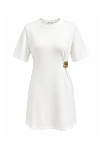 Rochie Mini - Casual - Alb - 65% modal - 35% poliester