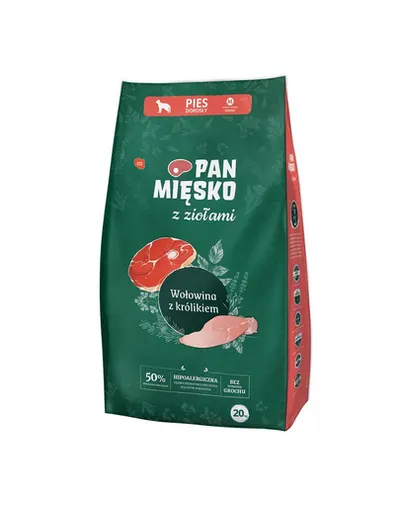 PAN MIĘSKO hrana caini rase medii M 20 kg ierburi aromatice, vita si iepure