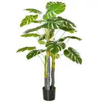 HOMCOM Monastera Planta Artificiala de Interior si Exterior, Planta Artificiala cu efect Realist cu 20 de Frunze, 120 cm | Aosom Romania
