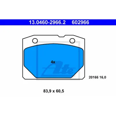 Set placute frana, frana disc ATE 13.0460-2966.2