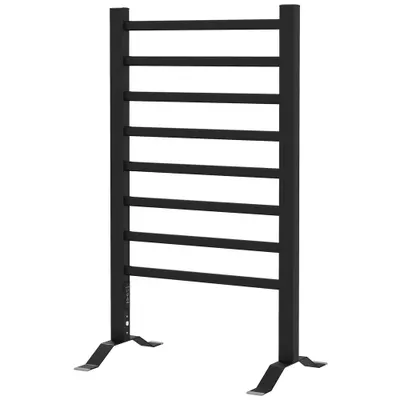 HOMCOM Uscător Electric de Prosoape, Cuier Încălzit cu 8 Bare și Temporizator de 2 sau 4 Ore, 53x35x90 cm, Negru | Aosom Romania