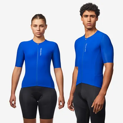 Tricou ciclism șosea vară unisex RACER 2 Albastru