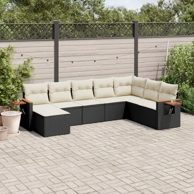 Gossi set mobilier de gradina cu perne, 8 piese, negru, poliratan