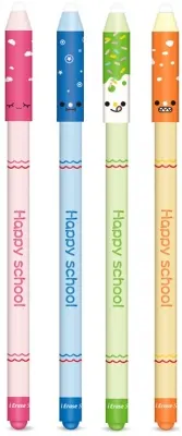 Roller gel cu rescriere, 0.5mm, albastru, Happy Color, Faces