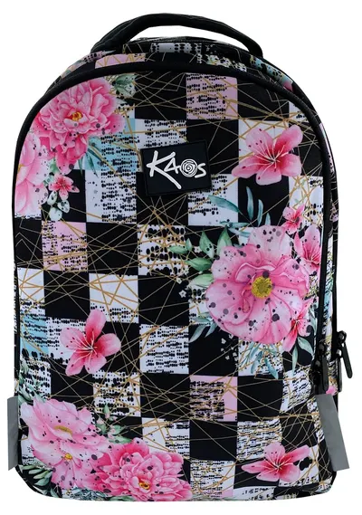 Ghiozdan școlar Kaos 2 în 1 - Flower Queen, cu 4 compartimente