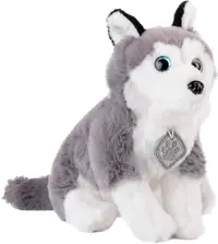 Jucărie de pluș Amek Toys - Husky cu medalion, 19 cm