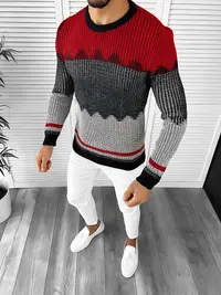 Pulover barbati gros slim fit rosu T3626 i9-5*