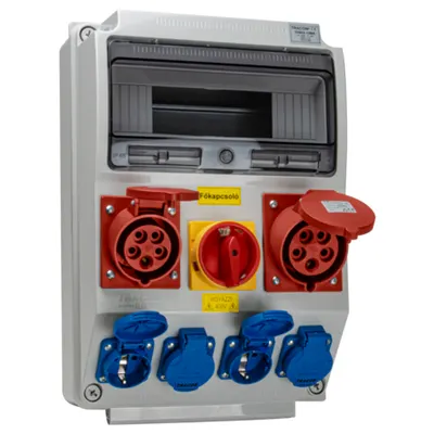 Cutie ind. de distributie fara protectie, cu intr. general Out:4×SCHUKO+1×16A(3P+N+E)+1×32A(3P+N+E)