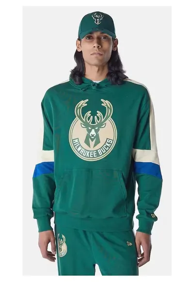 Hanorac cu buzunar kangaroo si detalii contrastante Milwaukee Bucks NBA