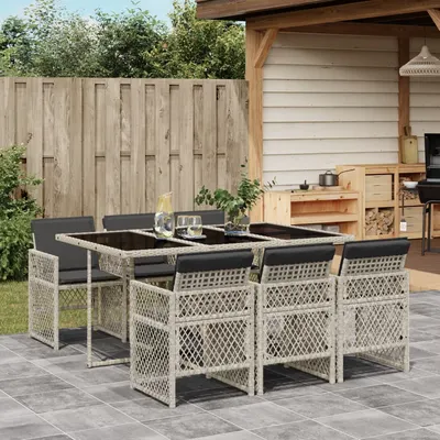 Gossi set mobilier de gradina cu perne, 7 piese gri deschis poliratan