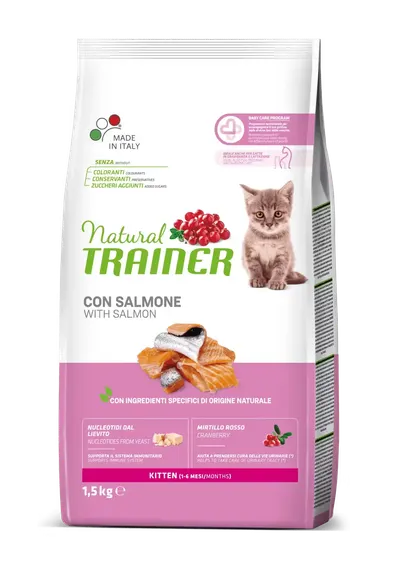 Hrana Uscata Pisicute, Natural Trainer, Kitten, Somon, 1.5 kg