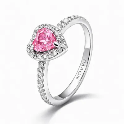Inel Pink Heart cu Argint