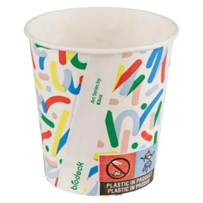 Pahare din Carton PE, 120 ml, Multicolore Artwork, 12 Bucati