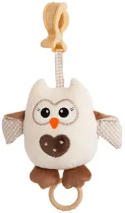 Jucărie muzicală pentru bebeluș Amek Toys - Bufnita, 17 cm, bej
