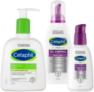 Cetaphil Set - Loțiune, Demachiant Spumant și Fluid Facial, 2 х 236 + 118 ml