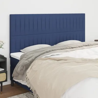 vidaXL Tăblie de pat albastră 180x5x118/128 cm, material textil