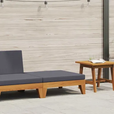 vidaXL Taburet modular, cu pernă gri închis, lemn masiv de acacia