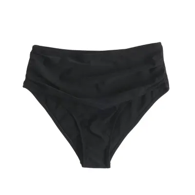 Slip de baie negru cu talie inalta