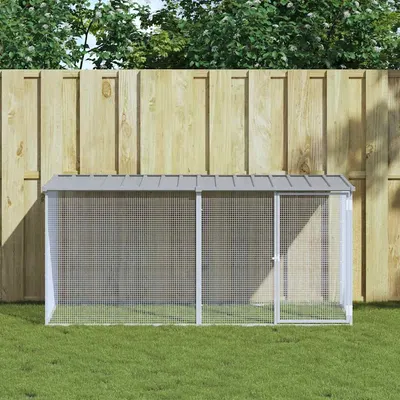 vidaXL Cușcă pentru găini cu acoperiș, gri deschis, 203x98x90 cm, oțel galvanizat