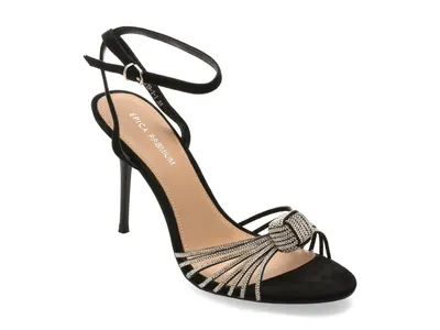 Sandale elegante EPICA PREMIUM negre, 2619, din piele intoarsa