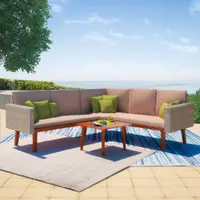 Gossi set mobilier de gradina cu perne, 4 piese, gri, poliratan