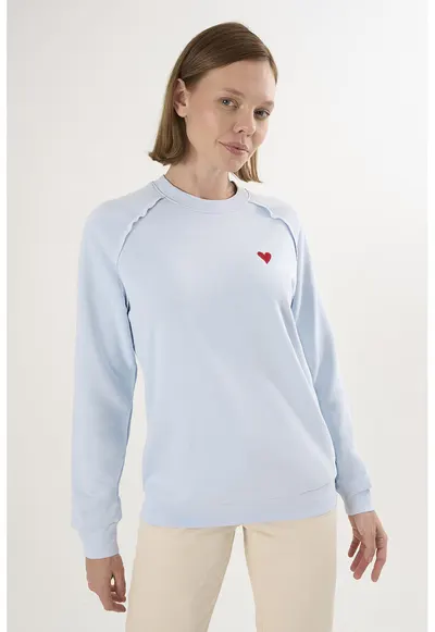 Bluza lejera de trening din bumbac cu maneci raglan - Albastru pastel