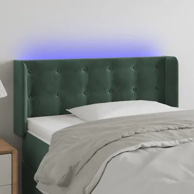 Gossi tablie de pat cu led, verde inchis, 103x16x78/88 cm, catifea