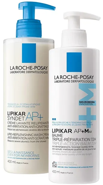 La Roche-Posay Lipikar Set - Cremă de curățare și Balsam pentru față și corp, 2 x 400 ml