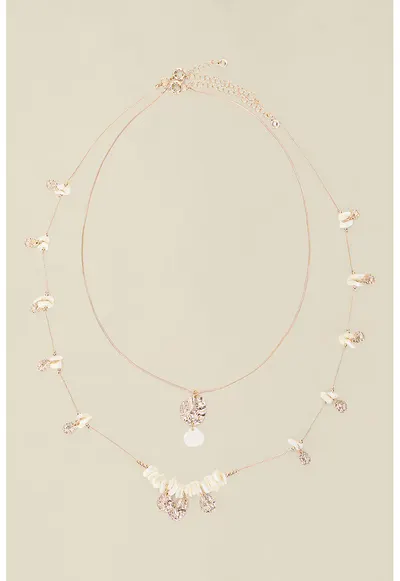 Colier dublu cu pandantive - Auriu rose