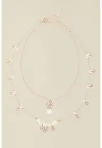Colier dublu cu pandantive - Auriu rose