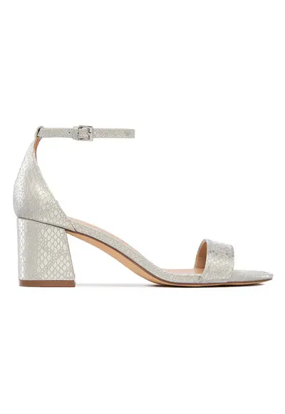 Sandale dama - argintiu - material sintetic - toc clasic
