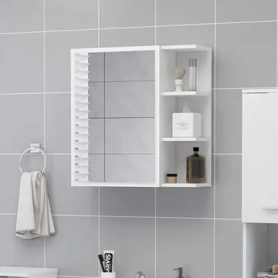 vidaXL Dulap de baie cu oglindă, alb, 62,5x20,5x64 cm, lemn prelucrat