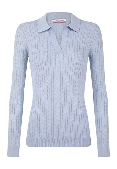 Pulover slim-fit cu model torsade - Albastru deschis