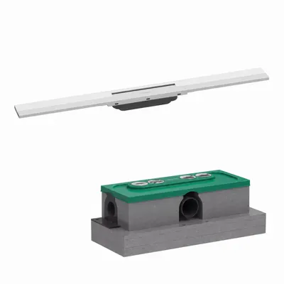 Set rigola liniara de dus cu gratar din inox 800 mm, alb mat, corp de baza pentru instalare inclus, Hansgrohe RainDrain Flex