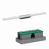 Set rigola liniara de dus cu gratar din inox 800 mm, alb mat, corp de baza pentru instalare inclus, Hansgrohe RainDrain Flex