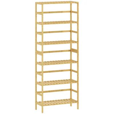 HOMCOM Raft de bambus cu 6 niveluri, cu rafturi reglabile, 60x26x161 cm | Aosom Romania