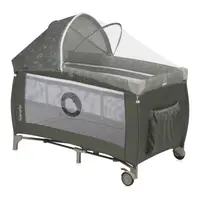 Patut pliabil, Lionelo, Sven Plus, 120x60 cm, Cu doua nivele, Cu arcada jucarii, masuta de infasat, vibratii, melodii, conform cu standardele europeane de securitate EN716 si EN12221, Bej Olive