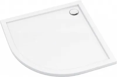 Cadita de dus semirotunda, acril, slim, alb mat, 90x90x4.5 cm, Deante Prizma