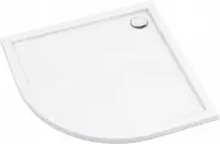 Cadita de dus semirotunda, acril, slim, alb mat, 90x90x4.5 cm, Deante Prizma