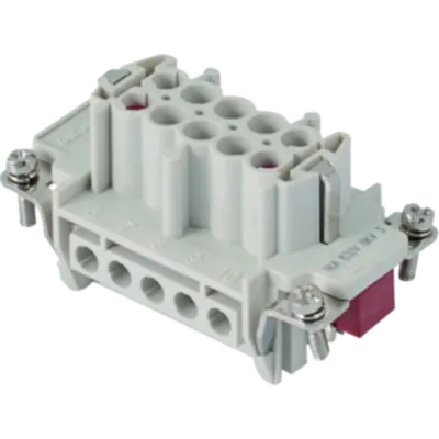 Insert pentru conector Mama - 57X27 - 3P + 2P (AUX) + E 16A 830V / 8kV / 3 - ȘURUB CONNECTION - CU PLATE - GRI
