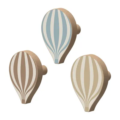 Cârlige 3 buc. de montat pe perete din lemn de fag Hot Air Ballon – Cam Cam Copenhagen