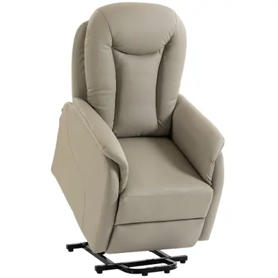 HOMCOM Fotoliu Recliner Electric cu Funcție de Ridicare, Masaj 8 Puncte, Încălzire, PU, Gri Deschis | Aosom Romania
