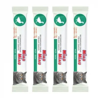 Recompense pentru pisici Miau Miau Creamy Snacks cu rata 4 buc x 15 gr