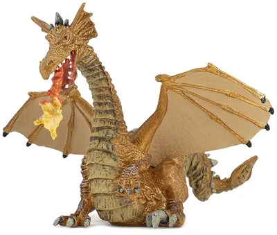 Figurina Papo The Enchanted World – Dragon care sufla foc, auriu