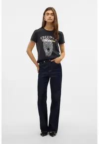 Tricou de bumbac organic cu imprimeu - Negru/Gri deschis