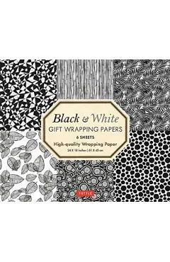 Black and White Gift Wrapping Papers - 6 sheets