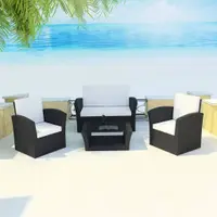 Gossi set mobilier de gradina cu perne, 4 piese, negru, poliratan